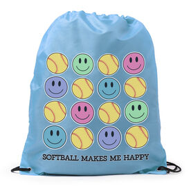 Softball Drawstring Backpack - Softball Makes Me Happy