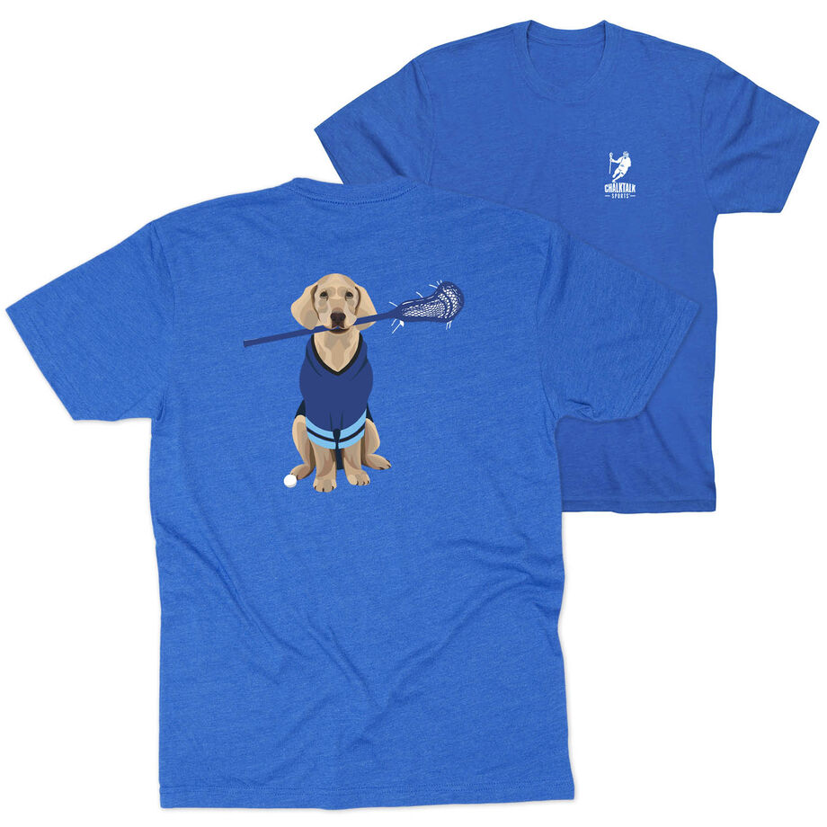 Guys Lacrosse Short Sleeve T-Shirt - Laxer the Lacrosse Dog (Back Design)