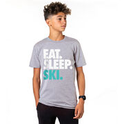 Skiing T-Shirt Short Sleeve Eat. Sleep. Ski.