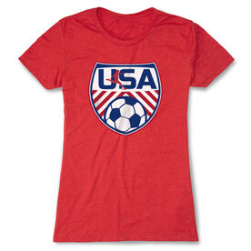 Soccer Women's Everyday Tee - Soccer USA [Adult Medium/Red] - SS