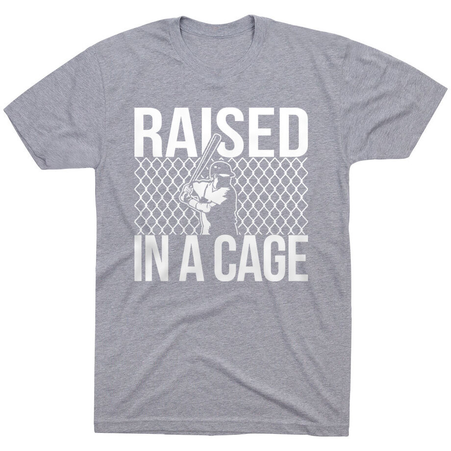 Baseball Tshirt Short Sleeve Raised in a Cage Baseball