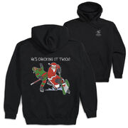 Hockey Hooded Sweatshirt - He's Checking It Twice (Back Design) 