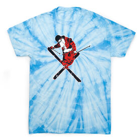 Skiing Short Sleeve T-Shirt - Freestyle Santa Tie Dye