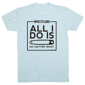 Wrestling Tshirt Short Sleeve All I Do Is Pin [Youth Medium/Light Blue] - SS