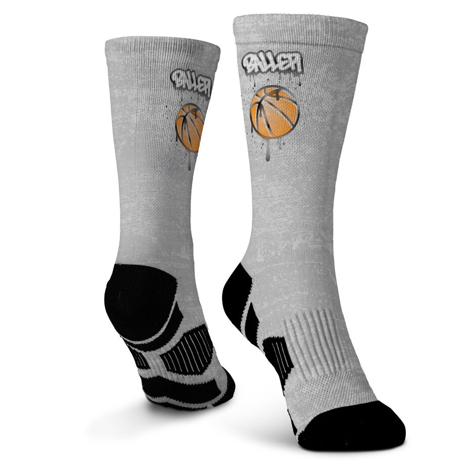 Basketball Graphic Flex Mid-Calf Socks - Graffiti Tag