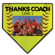 Softball Home Plate Plaque - Thank You Coach Photo Autograph