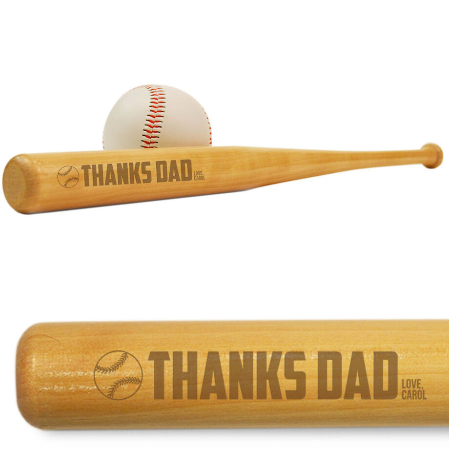 Engraved Mini Baseball Bat - Thanks Dad