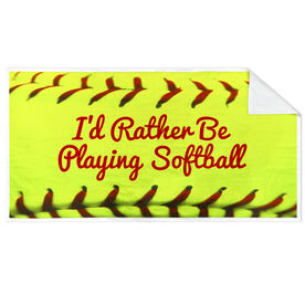Softball Premium Beach Towel - I'd Rather Be Playing Softball Stitches