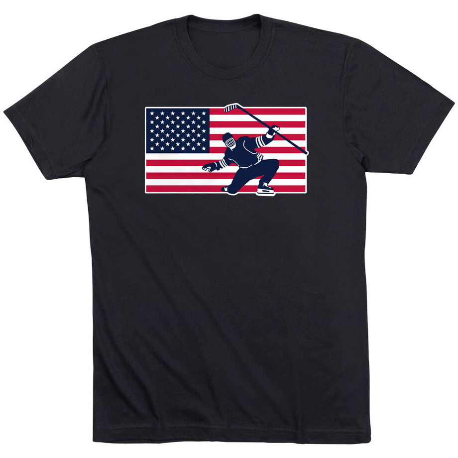 Hockey T-Shirt Short Sleeve - Patriotic Hockey - Personalization Image