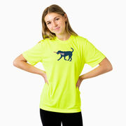 Girls Lacrosse Short Sleeve Performance Tee - LuLa the Lax Dog(Blue)