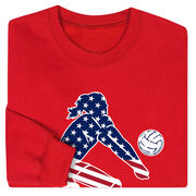 Volleyball Crewneck Sweatshirt - Volleyball Stars and Stripes Player
