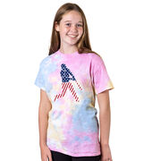Baseball Short Sleeve T-Shirt - Baseball Stars and Stripes Player Tie Dye