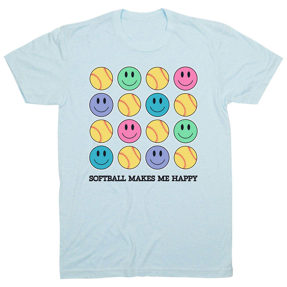 Softball Short Sleeve T-Shirt - Softball Makes Me Happy