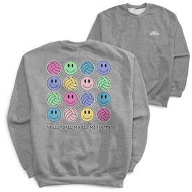 Volleyball Crewneck Sweatshirt - Volleyball Makes Me Happy (Back Design)