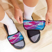 Girls Lacrosse Repwell&reg; Slide Sandals - Tie-Dye With Crossed Sticks