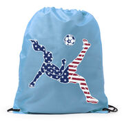 Soccer Drawstring Backpack - Girls Soccer Stars and Stripes Player