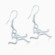 Silver Field Hockey Girl (Stick Figure) Earrings