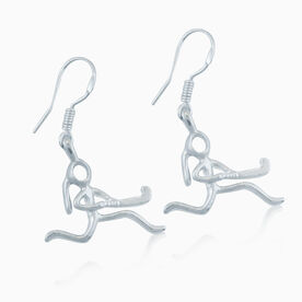 Silver Field Hockey Girl (Stick Figure) Earrings