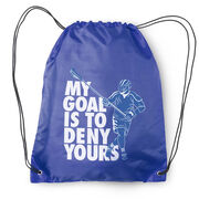 Guys Lacrosse Drawstring Backpack - My Goal Is To Deny Yours Defenseman