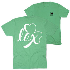 Girls Lacrosse Short Sleeve T-Shirt - Lax Shamrock (Back Design)