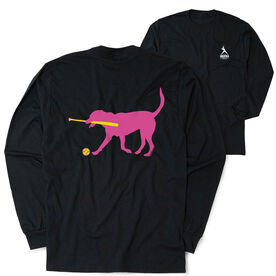 Softball Tshirt Long Sleeve - Mitts The Softball Dog (Back Design)