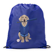 Baseball Drawstring Backpack - Dinger the Baseball Dog