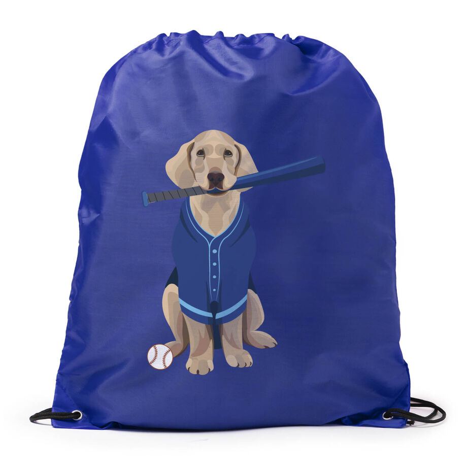 Baseball Drawstring Backpack - Dinger the Baseball Dog