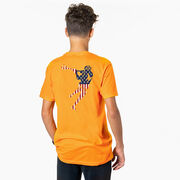 Guys Lacrosse Short Sleeve T-Shirt - American Flag Silhouette (Back Design)