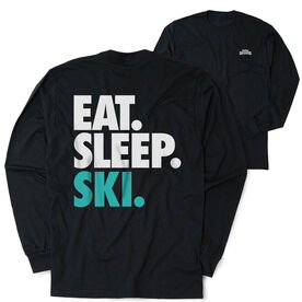 Skiing & Snowboarding Tshirt Long Sleeve - Eat. Sleep. Ski (Back Design)