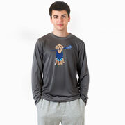 Guys Lacrosse Long Sleeve Performance Tee - Laxer the Lacrosse Dog