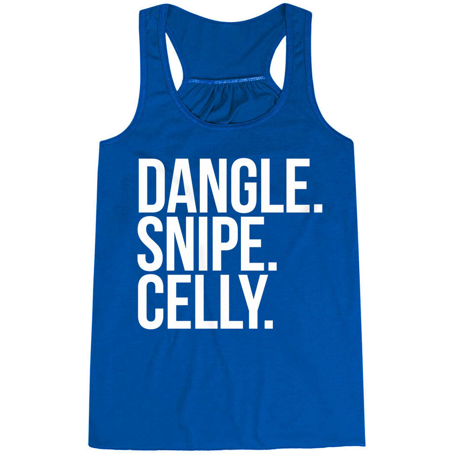 Hockey Flowy Racerback Tank Top - Dangle Snipe Celly Words