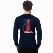 Hockey Tshirt Long Sleeve - American Flag (Back Design)