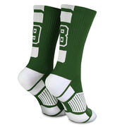 Team Number Woven Mid-Calf Socks - Green