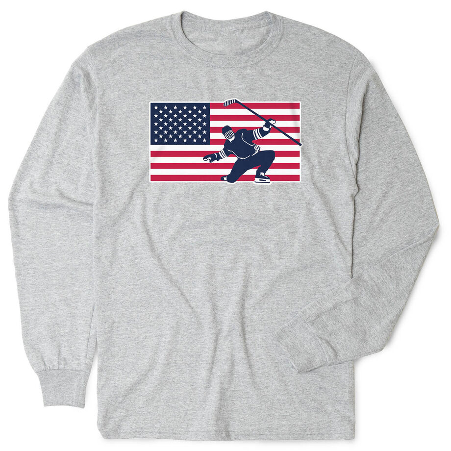 Hockey Tshirt Long Sleeve - Patriotic Hockey