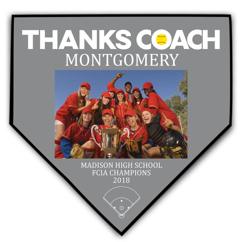 Softball Home Plate Plaque - Thank You Coach Photo