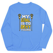 Guys Lacrosse Long Sleeve Performance Tee - My Goal Is To Deny Yours