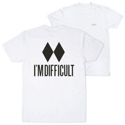 Skiing Short Sleeve T-Shirt - I'm Difficult (Back Design)