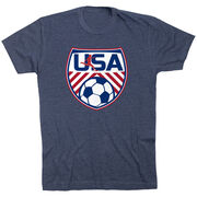 Soccer Short Sleeve T-Shirt - Soccer USA [Adult Large/Navy] - SS