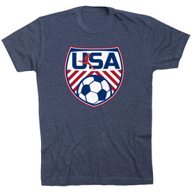 Soccer Short Sleeve T-Shirt - Soccer USA [Adult Large/Navy] - SS