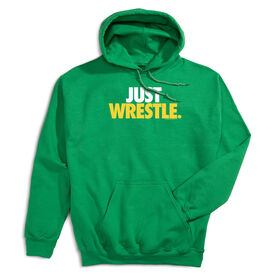 Wrestling Hooded Sweatshirt - Just Wrestle [Youth Small/Green] - SS