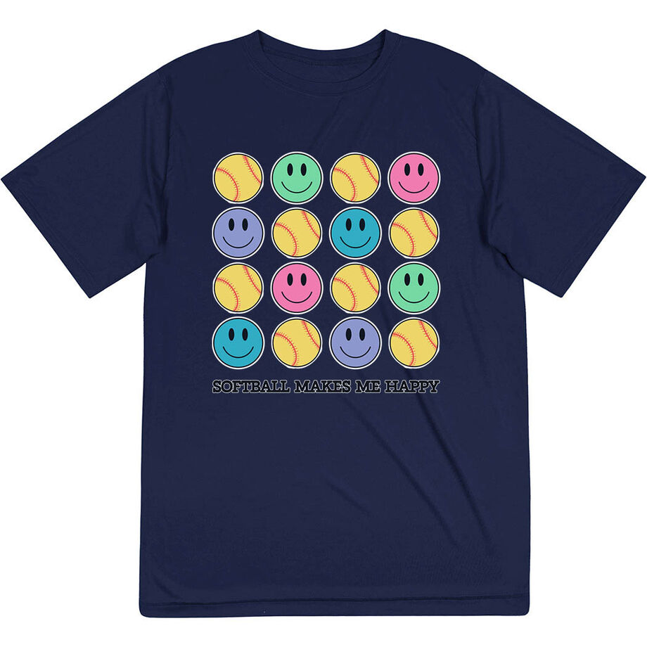 Softball Short Sleeve Performance Tee - Softball Makes Me Happy