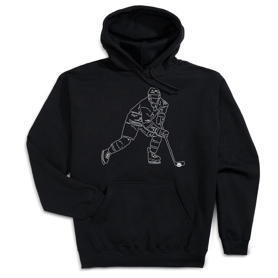 Hockey Hooded Sweatshirt - Hockey Player Sketch