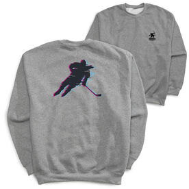 Hockey Crewneck Sweatshirt - Hockey Girl Glitch (Back Design)