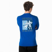 Guys Lacrosse Tshirt Long Sleeve - Survival of the Fittest (Back Design)