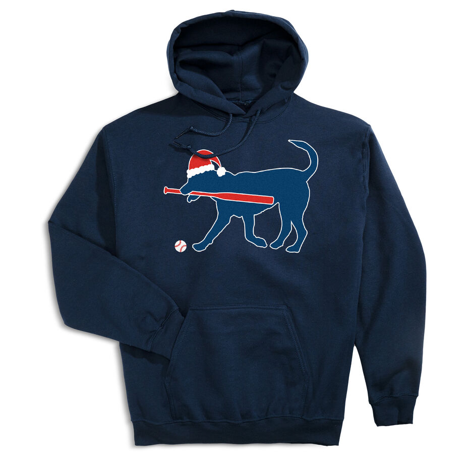Baseball Hooded Sweatshirt - Play Ball Christmas Dog - Personalization Image