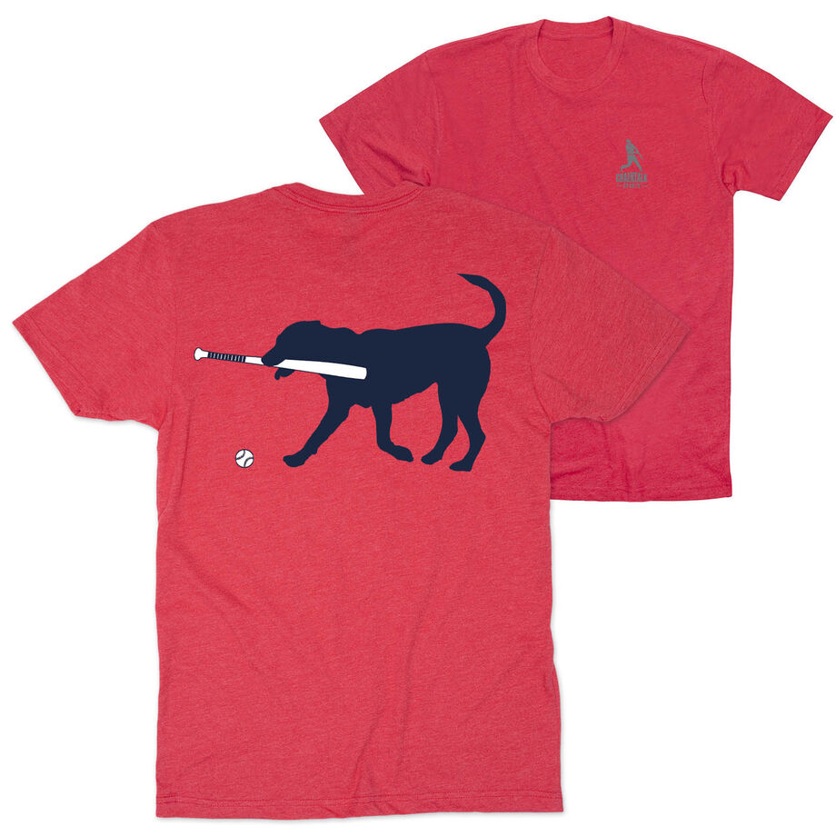 Baseball Short Sleeve T-Shirt - Navy Baseball Dog (Back Design)