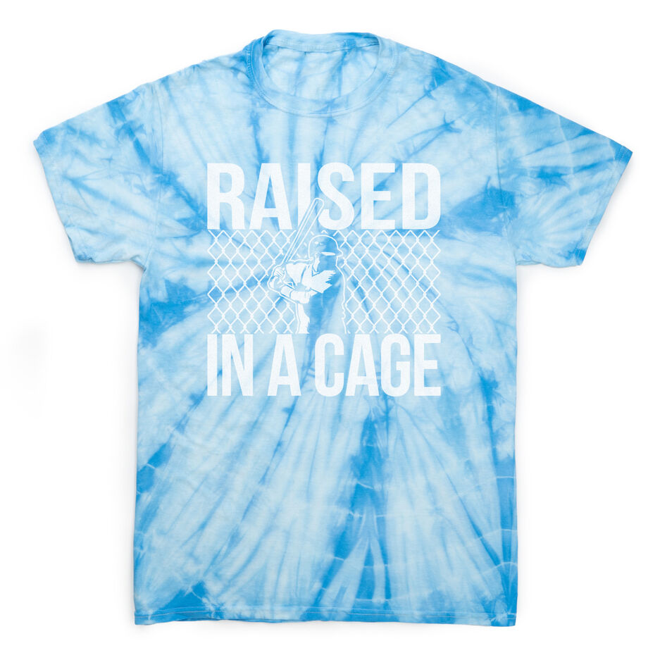 Baseball Short Sleeve T-Shirt - Raised In A Cage Tie Dye