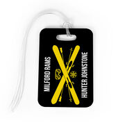 Skiing Bag/Luggage Tag - Personalized Text with Crossed Skis