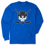 Hockey Tshirt Long Sleeve - Hockey Helmet Skull