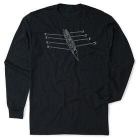 Crew Tshirt Long Sleeve - Crew Row Team Sketch [Adult Small/Black] - SS